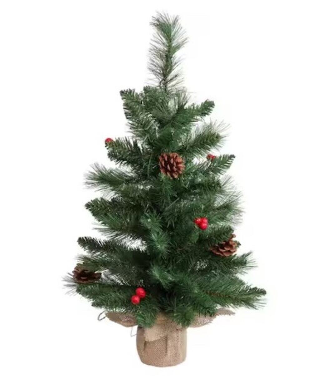 Astella 2ft Pre-Lit Artificial Christmas Tree LED Lights Burlap Base NEW